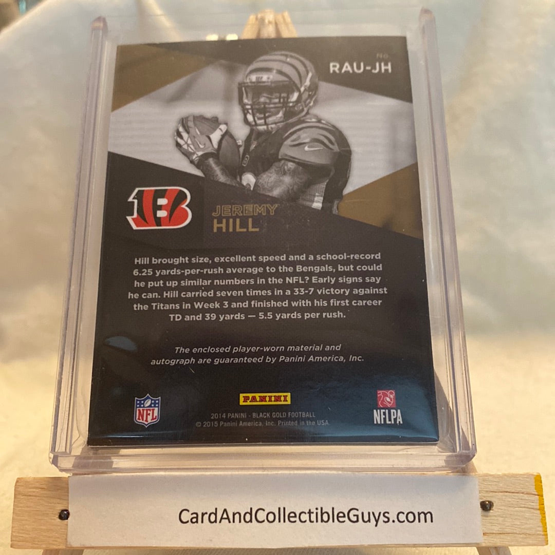 JEREMY HILL 2014 PANINI BLACK GOLD JUMBO JERSEY ROOKIE RC AUTO /199 BENGALS Trading Card