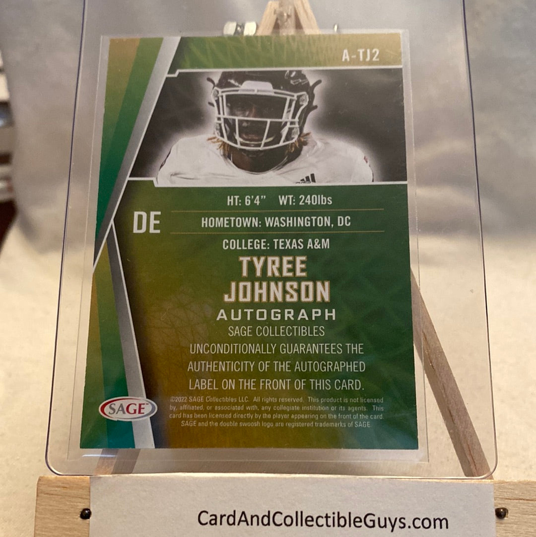 2022 SAGE High Series Auto Black Tyree Johnson #A-TJ2 Auto Trading Card