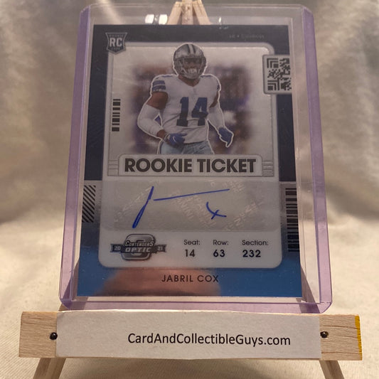 JABRIL COX - 2021 CONTENDERS OPTIC ROOKIE TICKET RC AUTO CARD# 176 Trading Card