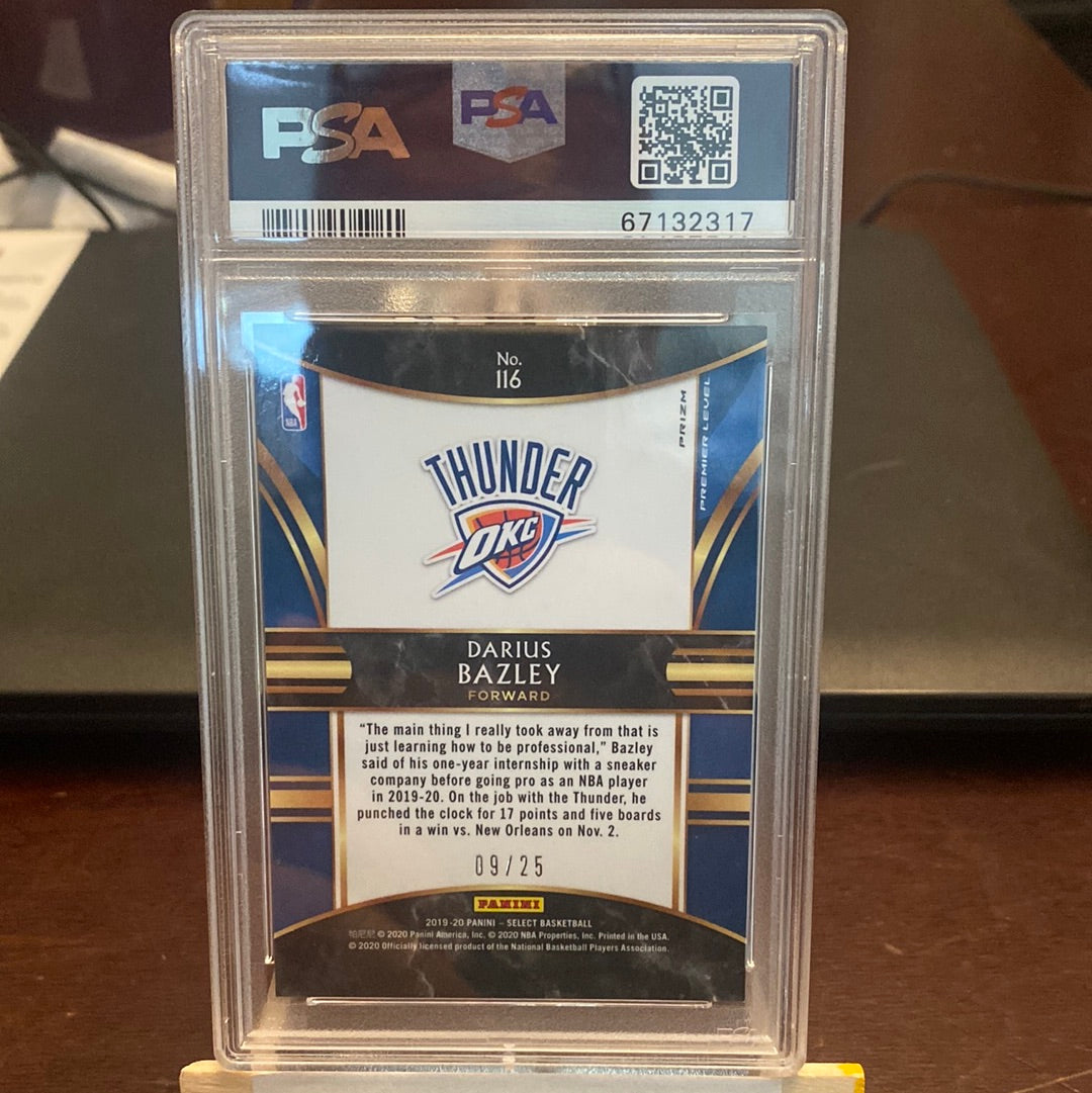 2019 Select Hybrid Blue Disco Prizm 09/25 Darius Bazley #116 PSA 10 MINT Rookie Trading Card