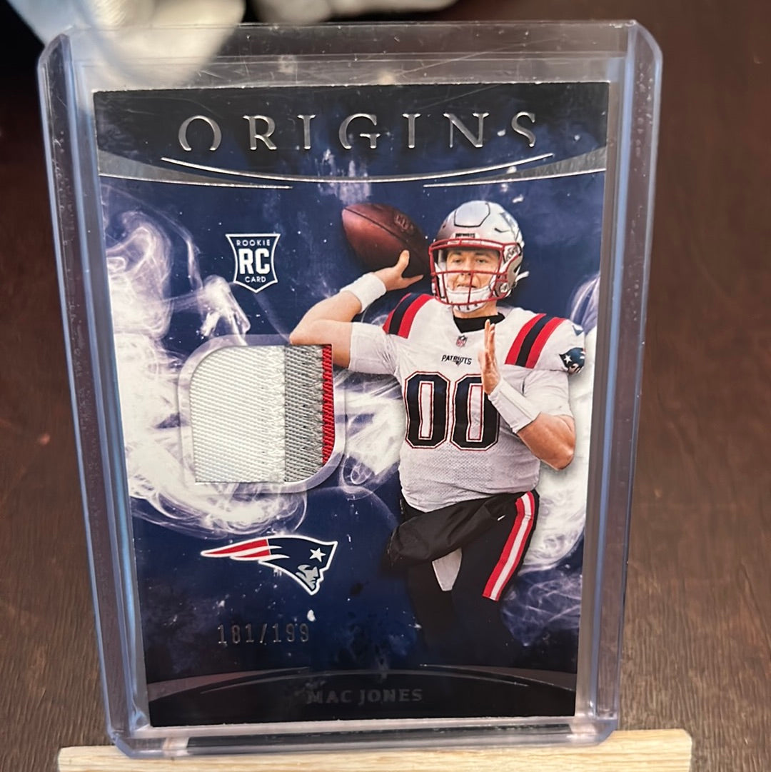 MAC JONES 2021 PANINI ORIGINS PATCH RC CARD #181/199! 3 color Trading Card