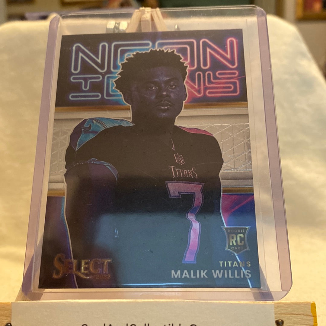 MALIK WILLIS 2022 PANINI SELECT NEON ICONS ROOKIE PRIZM #NI-12 TENNESSEE TITANS Trading Card