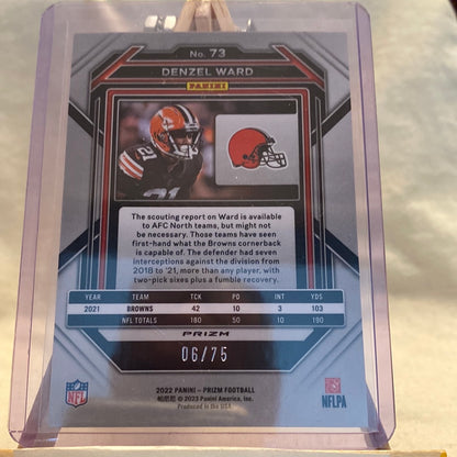 2022 PANINI PRIZM DENZEL WARD GREEN SCOPE 06/75 CLEVELAND BROWNS Trading Card