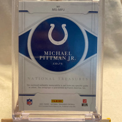 2021 Panini National Treasures Michael Pittman Jr Blue Patch Auto/25 Trading Card