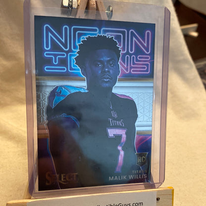 MALIK WILLIS 2022 PANINI SELECT NEON ICONS ROOKIE PRIZM #NI-12 TENNESSEE TITANS Trading Card