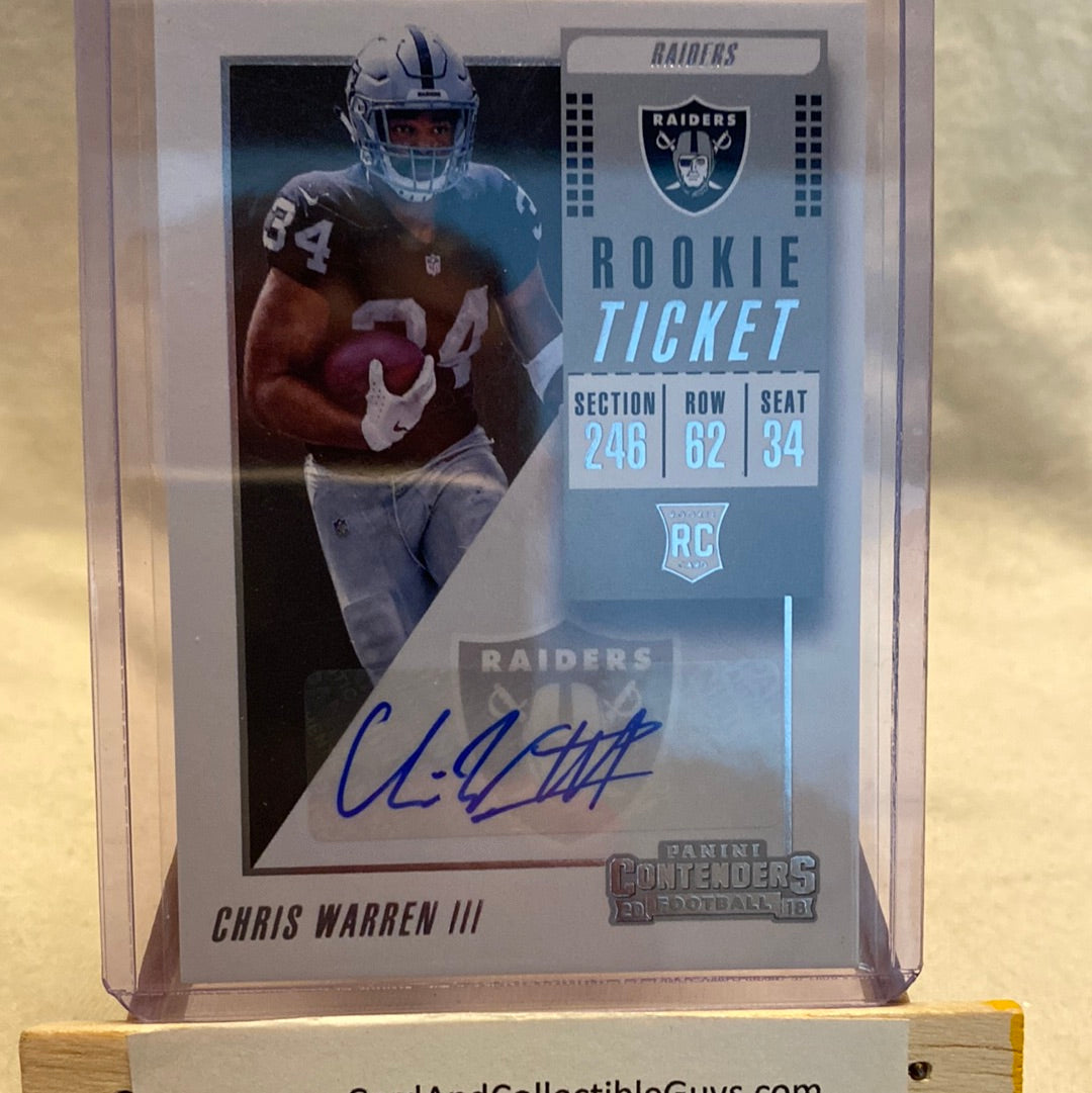 Chris Warren 2018 Panini Contenders - # 287 - Rookie Ticket Auto /  Raiders Trading Card