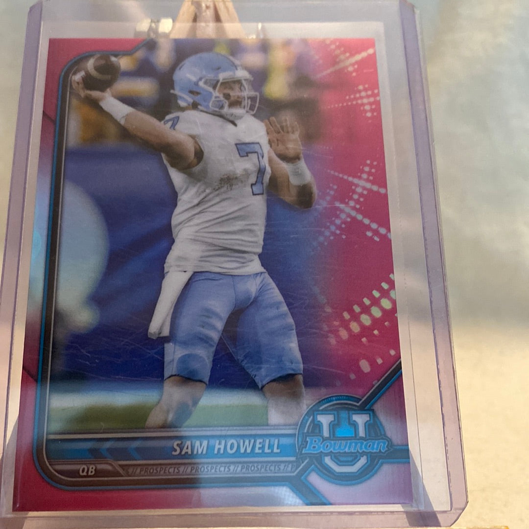 Sam Howell Bowman U Chrome Pink Refractor Rookie Collegiate RC UNC Tarheels Trading Card