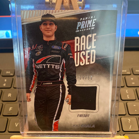 KAZ GRALA 2018 PANINI PRIME RACING  RACE USED FIRESUIT 19/50 Trading Card