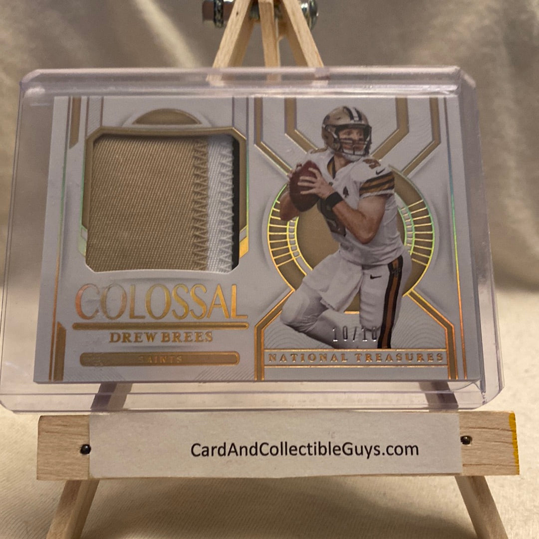 2020 Drew Brees 10/10 National Treasures Colossal Patch Material Prime Holo gold Trading Card