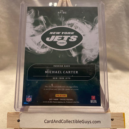 2021 Origins Michael Carter Rookie Patch 11/25 Turquoise New York Jets Trading Card