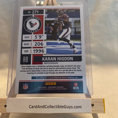 KARAN HIGDON 2019 Panini Contenders Rookie Ticket Variation Auto #271 Trading Card