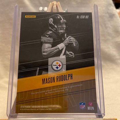 MASON RUDOLPH 2018 Panini Absolute ROOKIE RC DUAL MEMORABILIA JERSEY STEELERS Trading Card