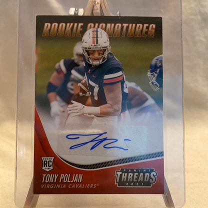 Tony Poljan 2021 Panini Chronicles Threads Rookie Signature Auto RC UVA Virginia Trading Card