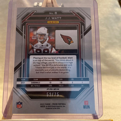 2022 Panini Prizm JJ Watt Green Scope 59/75  #8 ARIZONA CARDINALS SP Trading Card