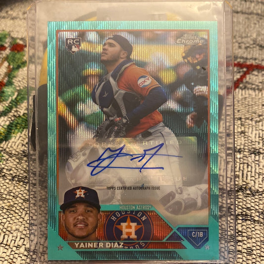 2023 Topps Chrome Yanier Diaz Aqua Wave Auto /199