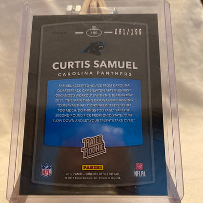 Curtis Samuel 2017 OPTIC RATED ROOKIE ORANGE PRIZM #’d 061/199 #196 Commanders Trading Card