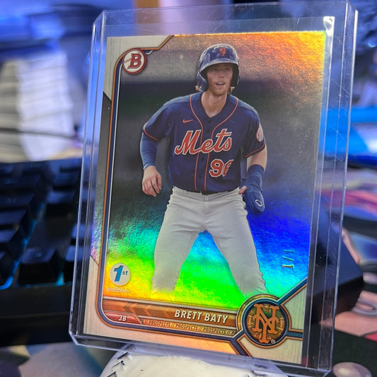 2022 Bowman Baseball First Edition Brett Baty Rainbow Foil 1/1 Trading Card