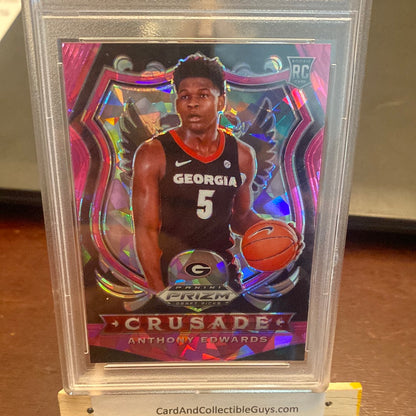 2020 Anthony Edwards Panini Prizm DP Pink Ice Crusade Rookie #81 PSA 10 GEM MINT Trading Card