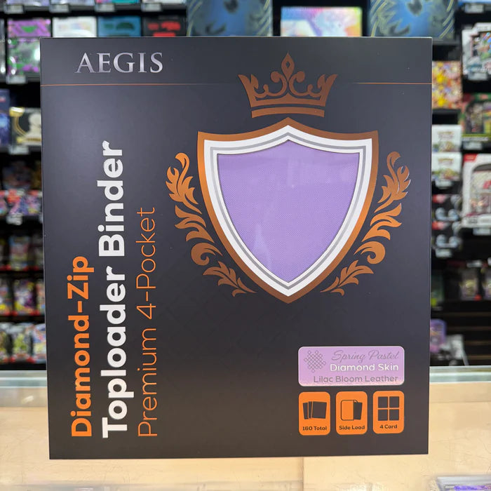 Protect: AEGIS Premium 4 Pocket Diamond Zip Toploader Binder (Lilac Bloom)