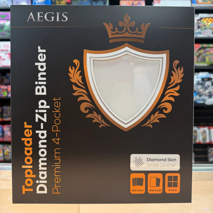 Protect: AEGIS Premium 4 Pocket Diamond Zip Toploader Binder (White)