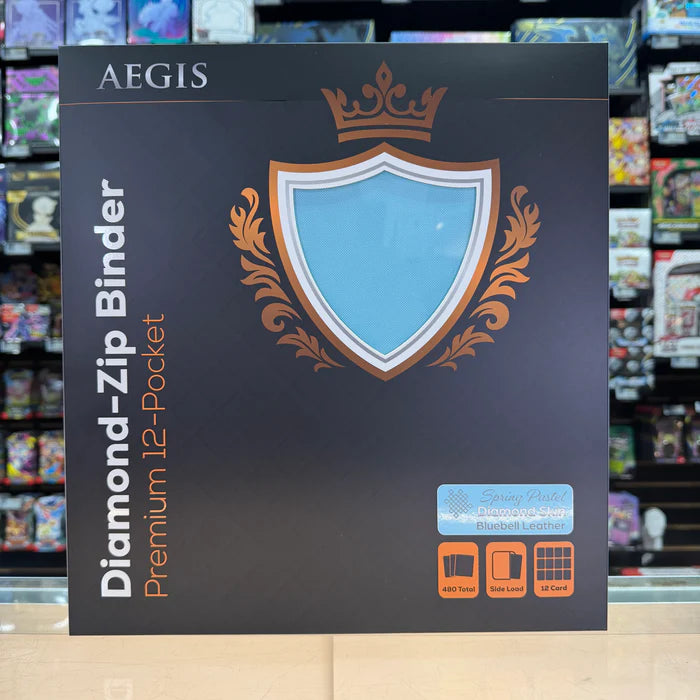 Protect: AEGIS Premium 12 Pocket Diamond Zip Binder (Bluebell)