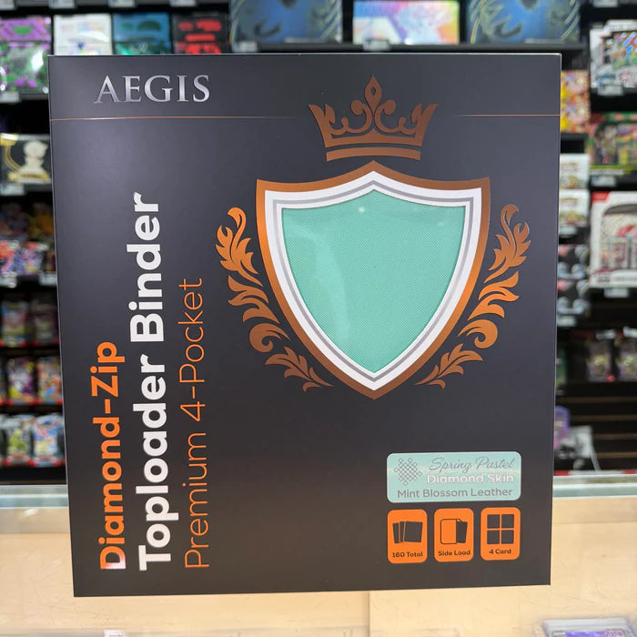 Protect: AEGIS Premium 4 Pocket Diamond Zip Toploader Binder (Mint Blossom)