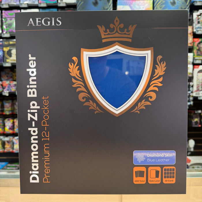 Protect: AEGIS Premium 12 Pocket Diamond Zip Binder (Blue)