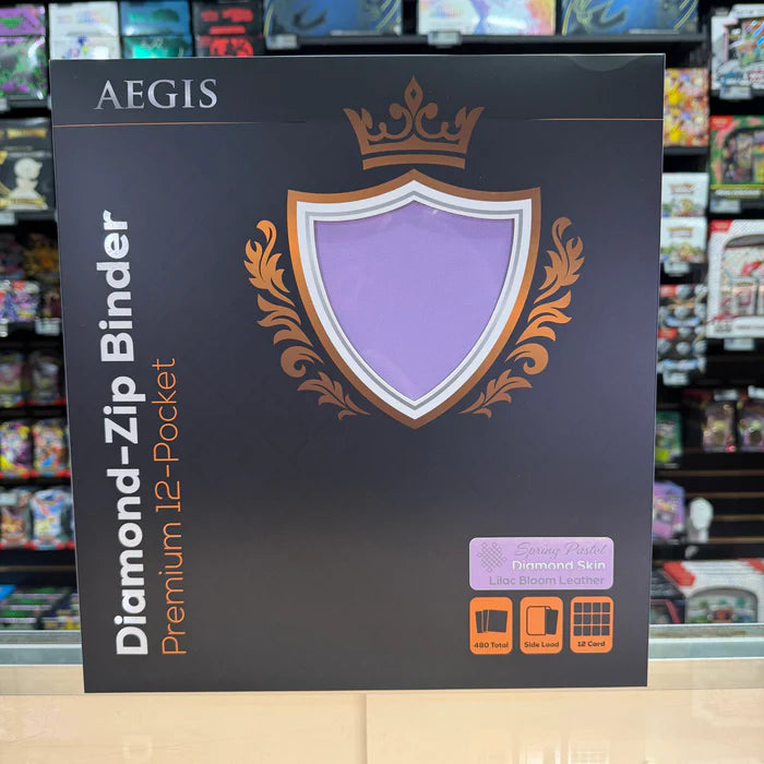 Protect: AEGIS Premium 12 Pocket Diamond Zip Binder (Lilac Bloom)
