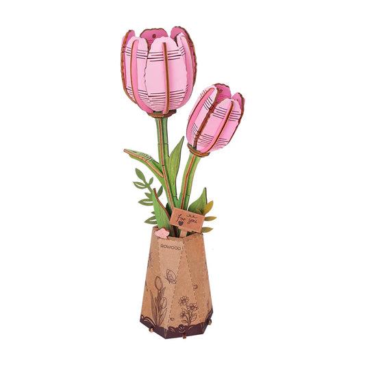 Pink Tulip Wooden Bloom Craft Model Kit