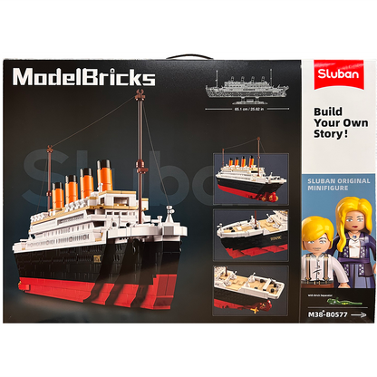 Model Bricks: Titanic (Large Model) Building Brick Kit with Jack and Rose Figures (1012 Pcs)