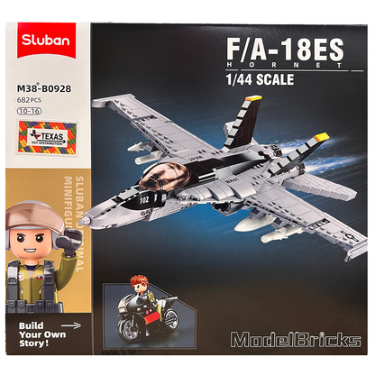 Model Bricks: Model F-18 Hornet Fighter Jet Building Brick Kit (628 pcs)