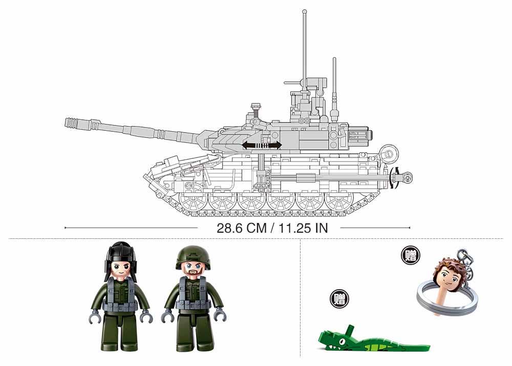 Model Bricks: T90MS Battle Tank Building Brick Kit (772 Pcs)