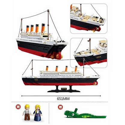 Model Bricks: Titanic (Large Model) Building Brick Kit with Jack and Rose Figures (1012 Pcs)