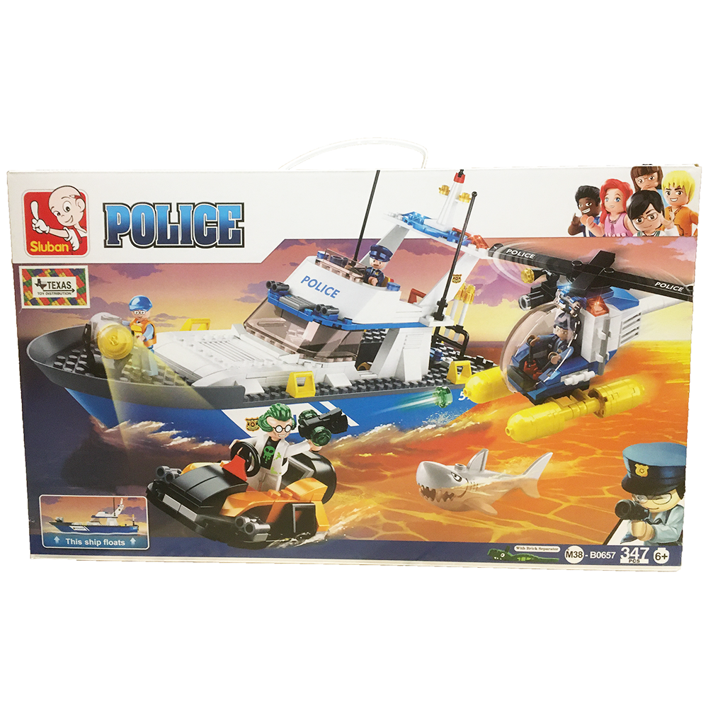 Model Bricks: Police Boat, Land & Sea Police Building Brick Kit (347 Pcs)