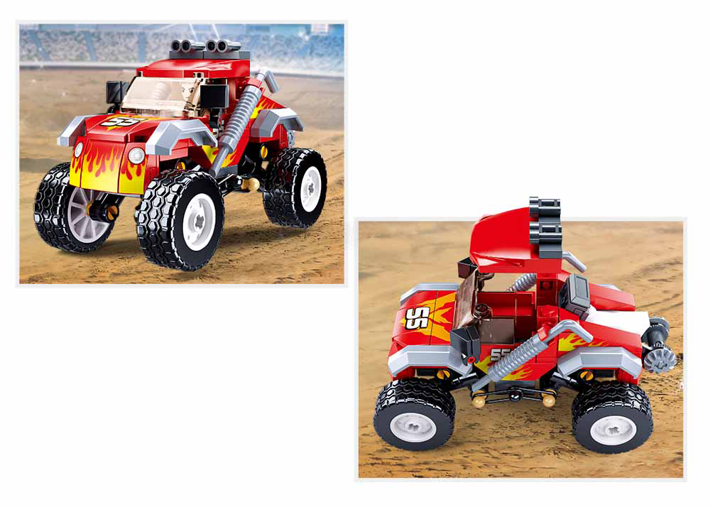 Model Bricks: Off-Road Red Monster Car Building Brick Kit (150 pcs)