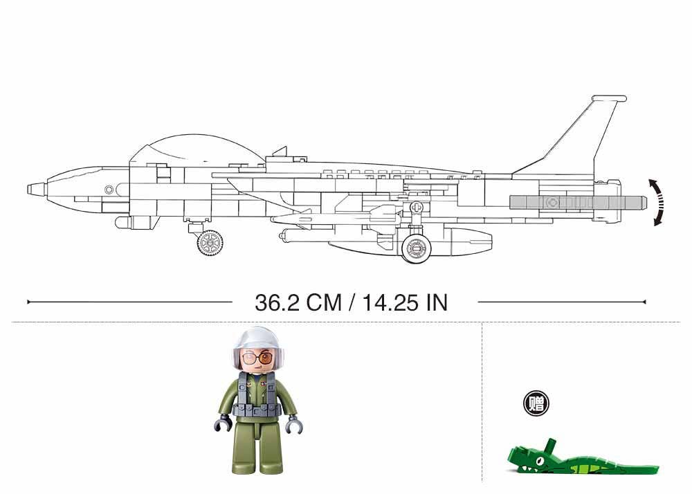 Model Bricks: F14 Fighter Jet Building Brick Kit (396 Pcs)