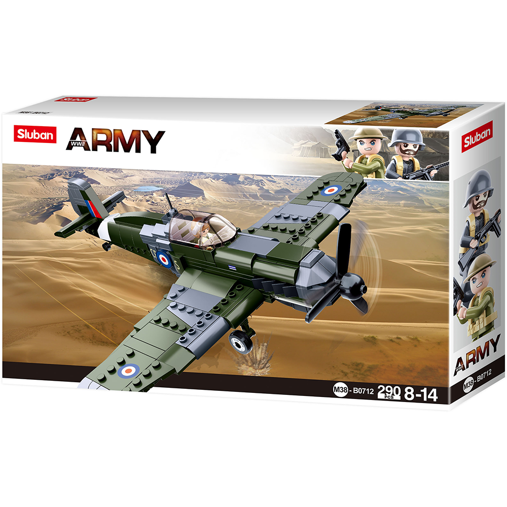 Model Bricks: WWII Royal Air Force Spitfire Plane Building Brick Kit (297 pcs)