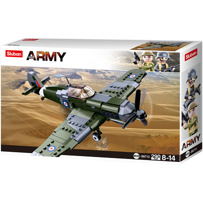 Model Bricks: WWII Royal Air Force Spitfire Plane Building Brick Kit (297 pcs)