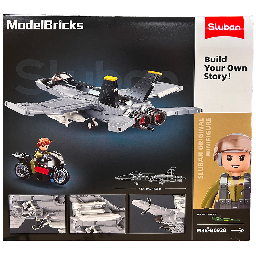 Model Bricks: Model F-18 Hornet Fighter Jet Building Brick Kit (628 pcs)