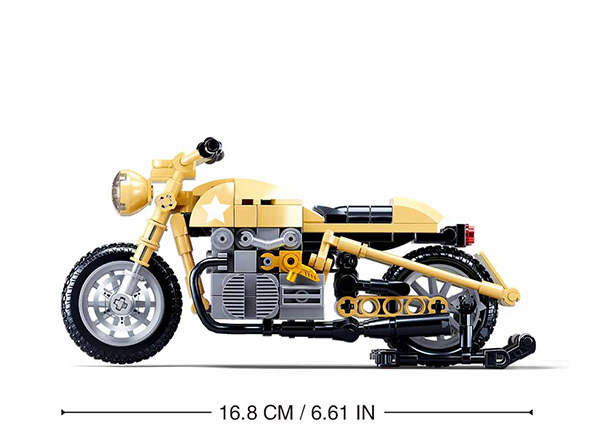 Model Bricks: Yellow Motorcycle Building Brick Kit (223 pcs)