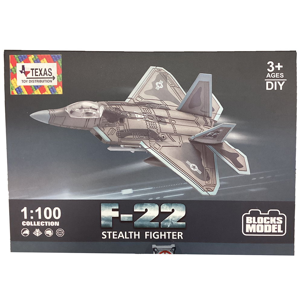 Model Bricks: F22 Stealth Fighter Pull-Back Model Kit (1:100 Scale)