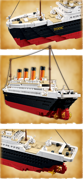 Model Bricks: Titanic (Large Model) Building Brick Kit with Jack and Rose Figures (1012 Pcs)