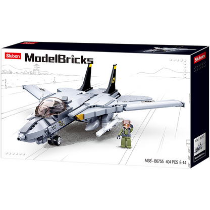 Model Bricks: F14 Fighter Jet Building Brick Kit (396 Pcs)