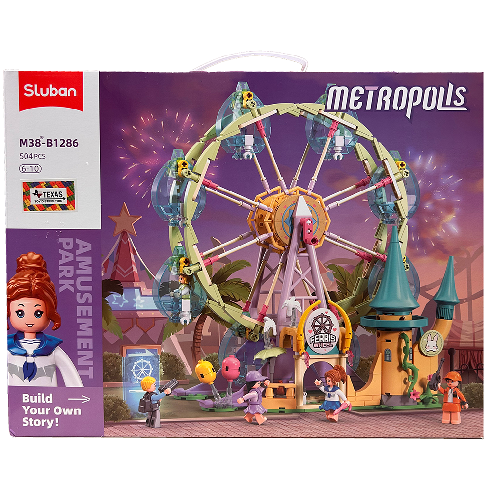 Model Bricks: Metropolis Ferris Wheel Building Brick Kit (504 pcs)