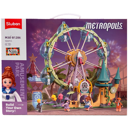 Model Bricks: Metropolis Ferris Wheel Building Brick Kit (504 pcs)