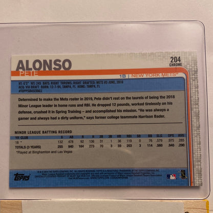 2019 Topps Chrome #204 Pete Alonso RC trading card