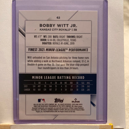 2022 Topps Finest Bobby Witt Jr. Trading Card