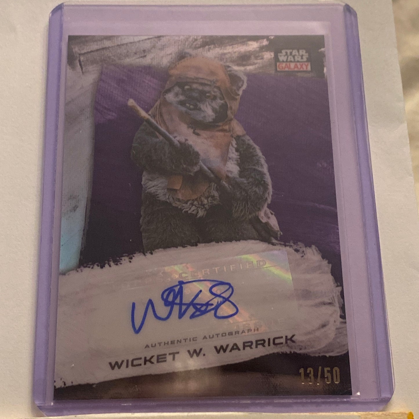 2022 Star Wars Galaxy Warwick Davis as Wicket /50 Autographed TCG