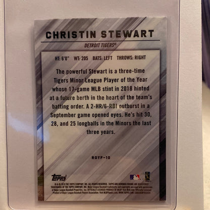 2019 Bowman Chrome Christin Stewart ROYF Purple Mojo trading card