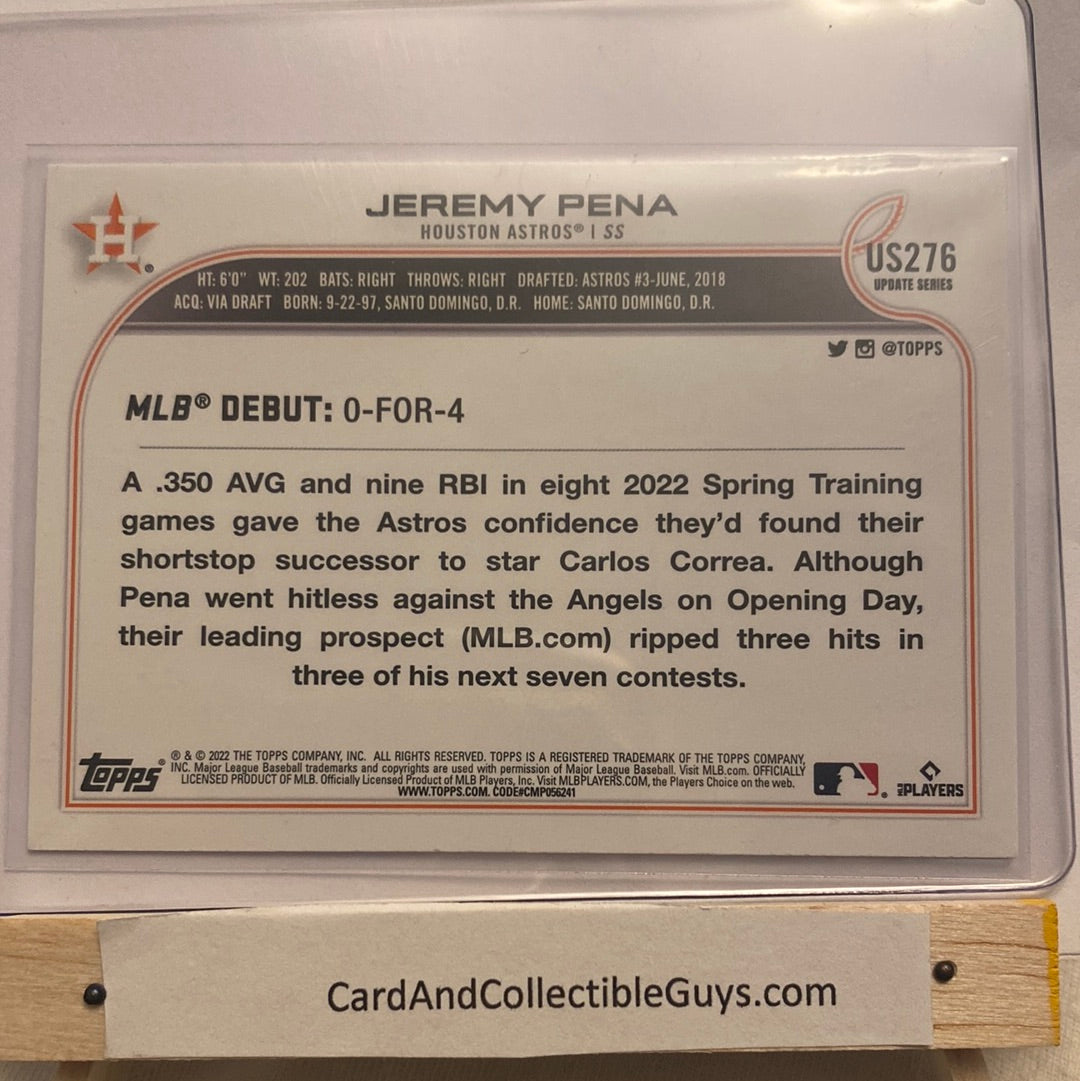 2022 Topps updated Jeremy Peña trading card